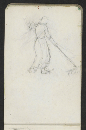 Vrouw in een schort met een hark, RP-T-1981-458-3(V), Jozef Israëls, circa 1869