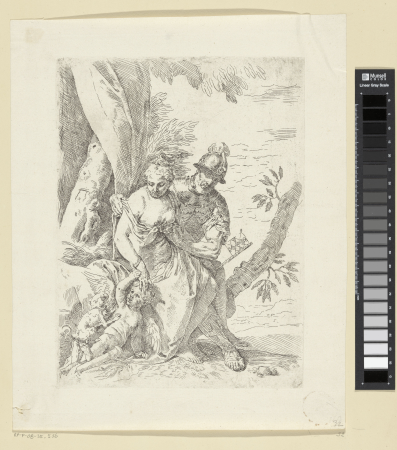 Mars, Venus en Amor, RP-P-OB-35.536, Simone Cantarini, between 1622 and 1648