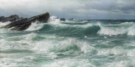 David James Waves Breaking on a Rocky Coast, David James