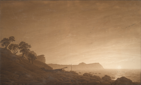 View of Arkona with moon rising, Caspar David Friedrich