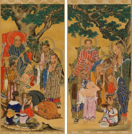 Tonsure, Five Hundred Arhats, Scrolls 17 & 18