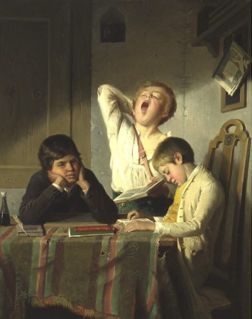 Bored with lessons, August Heyn
