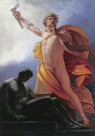 Prometheus Brings Fire to Mankind or The Creation of Man by Prometheus, Heinrich Füger, 1790 or circa 1817