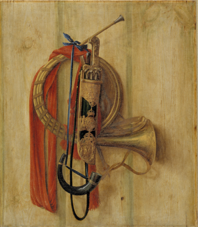 Trompe l'Oeil with Christian V's equipment for Riding to Hounds, Cornelis Norbertus Gijsbrechts, 1671
