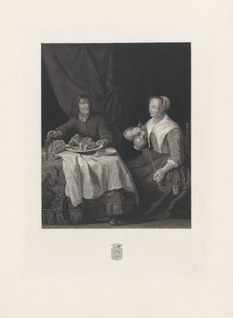 Man en vrouw aan de maaltijd, RP-P-OB-70.114, Dirk Jurriaan Sluyter, between 1826 and 1886