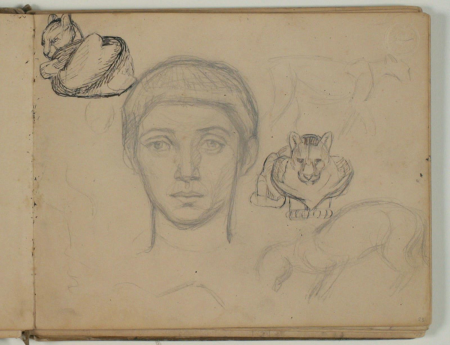 Sketches of lions and portrait study, Niels Larsen Stevns