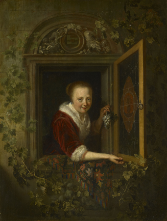 A Girl with a Bunch of Grapes at a Window, Gerrit Dou, circa 1650