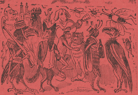 Broadsheet with extravagant verses relating to a parade of animals dressed in costume and a corrido about an encounter between various animals., José Guadalupe Posada, circa 1895–1910