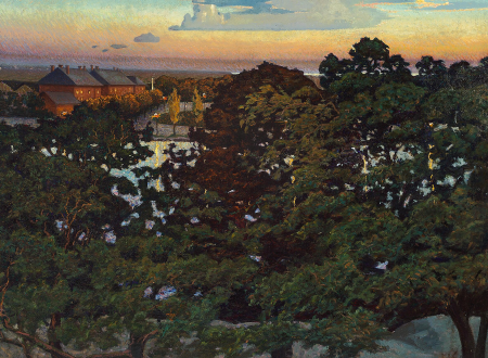 View of the ramparts of Christianshavn, Copenhagen. Evening., Edvard Weie, circa 1907