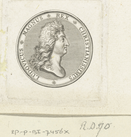 Penning met buste van Lodewijk XIV, RP-P-BI-7456X, Antoine Coypel, 1702