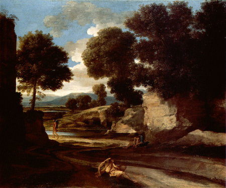 Landscape with Travellers Resting, Nicolas Poussin, circa 1637