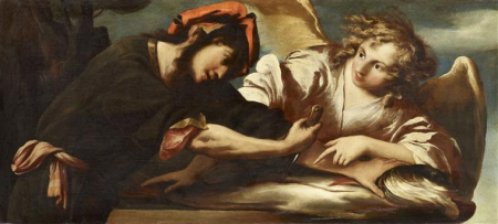 Tobias taking the heart and liver of the fish, Pietro della Vecchia, between 1626 and 1678
