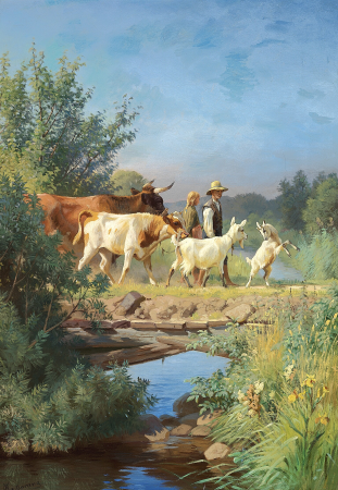 Over the bridge., Adolf Mackeprang, between 1851 and 1911