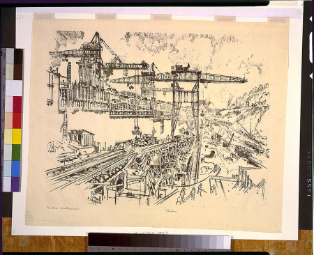 Building Miraflores lock - J. Pennell. LCCN96507690, Joseph Pennell, 1912