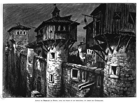 Aspect of the Rosne rampart with its towers and curtain walls upstream from the Cordeliers, Jean-Baptiste Drevet, 1901