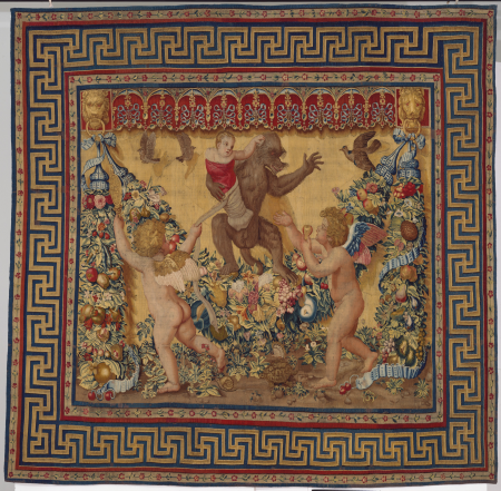 Two Putti Trying To Stop a Monkey Abducting a Child from a set of the Giochi di Putti, Tommaso Vincidor, circa 1635