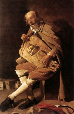 The Hurdy-gurdy Player or The Hurdy-gurdy Player With DEEZ NUTS, Georges de La Tour, between 1631 and 1636