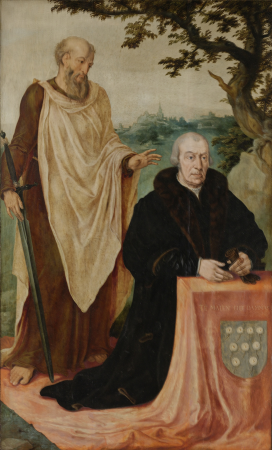 Left wing of a triptych with portrait of the founder Matelief Dammasz and Saint Paul (front) and the Sibylla Erythraea (back), Maarten van Heemskerck, 1564
