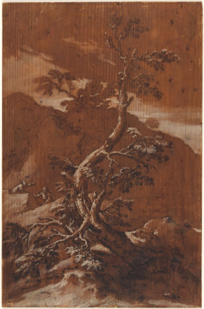 A Rocky Landscape with a Tree and Two Figures, Salvator Rosa, between 1600 and 1699