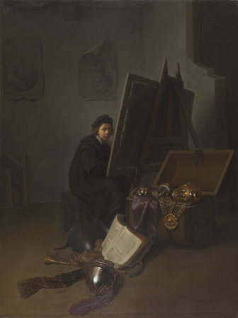 Self-Portrait (?) at an Easel, Gerrit Dou, circa 1629