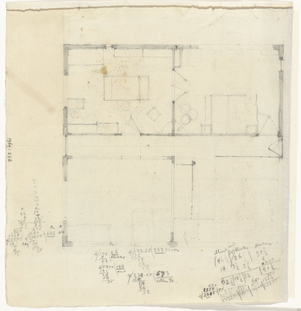 Plattegrond van een huis, RP-T-1969-286(V), Gerrit Willem Dijsselhof, between 1876 and 1924