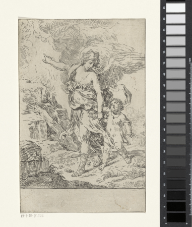 Kind met beschermengel, RP-P-OB-35.522, Simone Cantarini, between 1622 and 1648