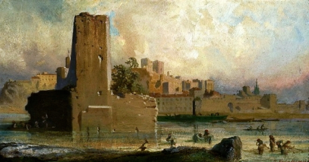 View of the Avignon port, Teofil Kwiatkowski, between 1840 and 1845