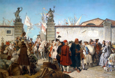 The proclamation of the free port of Trieste in 1719, 1855
