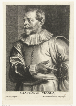 Portret van schilder Sebastiaan Vrancx Sebastianvs Vrancx (titel op object), RP-P-BI-2580, Anthony van Dyck, between 1596 and 1659