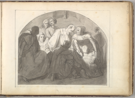 A Burial Scene (in Sketch Book With Drawings on Twenty-six Leaves), Frederic Leighton, circa 1849