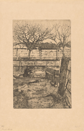 Man in een roeiboot, waarschijnlijk bij de Slatuinen in Amsterdam, RP-P-OB-25.393, Pieter Dupont, between 1894 and 1895