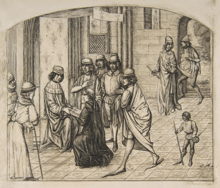 The printer Valère Maxime being presented to King Louis XI, Charles Méryon, 1860