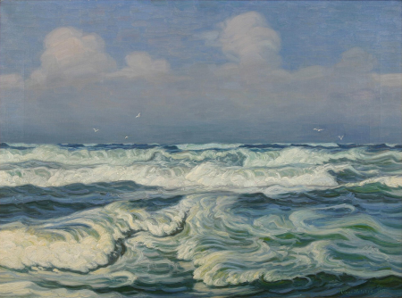 Coastal scenery with breakers., Viggo Helsted, 1911