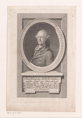 Portret van Franz Wenzel von Sinzendorf, RP-P-1913-277, Johann Ernst Mansfeld, between 1749 and 1796