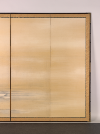 A folding screen depicting reed geese; a folding screen depicting willows and a floating moon, Maruyama Ōkyo