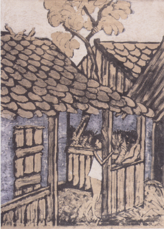 Two Gypsy children in front of the hut, Otto Mueller, c. 1926/27