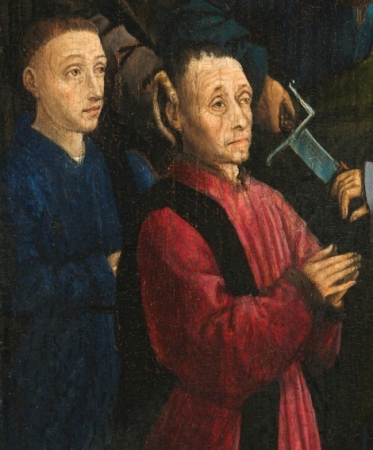 Detail of the left panel of the Dreux Budé triptych: the donor Dreux Budé and his son Jean., Master of Dreux Budé, circa 1450