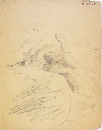 Head of a man with a hood (twice, Albin Egger-Lienz, circa 1884