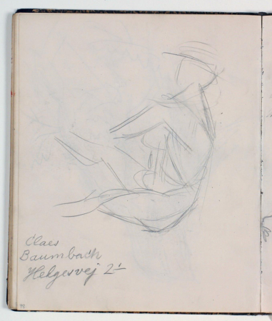 Model study. Sketch for P. S. Christiansen's gravestone. Notes, Niels Larsen Stevns