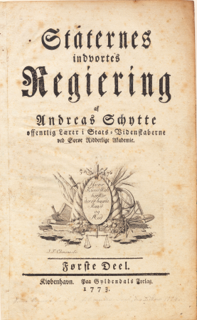 Title page with vignette in which various attributes surround a plate with inscription, Johan Frederik Clemens, 1773