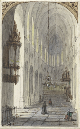 Kerkinterieur, RP-T-1971-86, Adrianus Wilhelmus Nieuwenhuysen, between 1824 and 1894