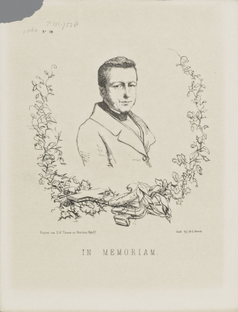 Portret in memoriam van Isaac da Costa, 1860 In Memoriam (titel op object), RP-P-OB-89.304, Johan Michaël Schmidt Crans