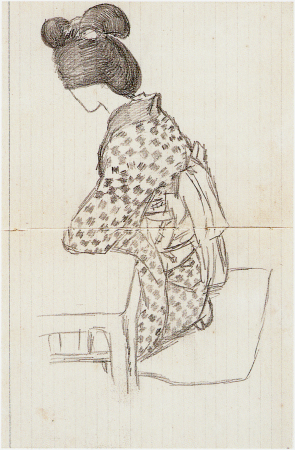 Sketch from Yumeji's notebook, Yumeji Takehisa, circa 1918