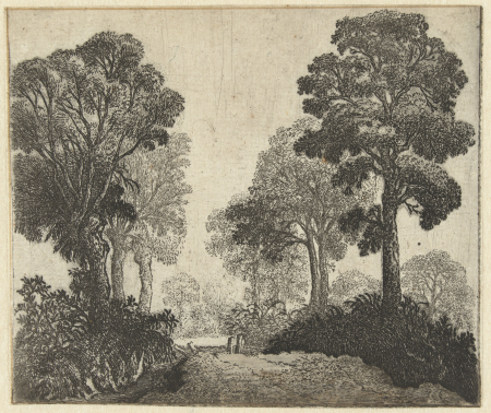 Landschap met bomen langs een pad, RP-P-BI-4918, between 1610 and 1650