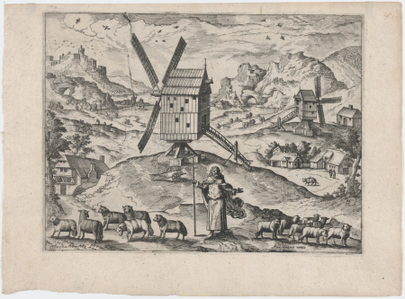 Landscape with Windmills and Christ as Good Shepherd, circa 1570