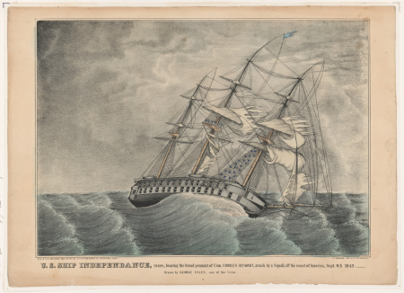 U.S. ship Independance, razee, bearing the broad pennant of Com. Charles Stewart, struck by a squall, off the coast of America, Sept. 8th 1842. Drawn by George Filley, one of the crew - E.B. LCCN2003656482, between 1842 and 1848