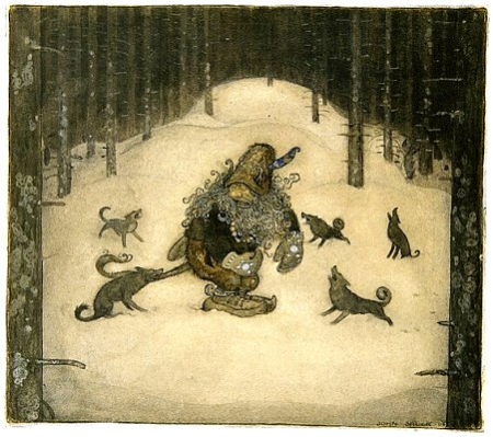 It was almost impossible to stand these barking, howling rascals, John Bauer, 1914