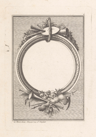 Omlijsting met schildersattributen, RP-P-1964-1347, Johann Thomas Hauer, between 1758 and 1820