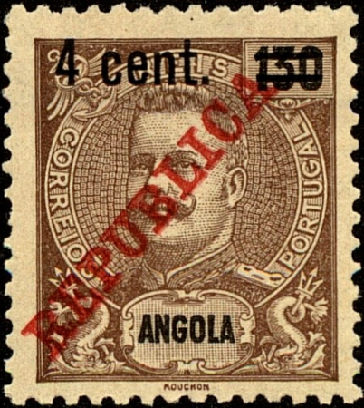 Stamp of Angola - 1920 - Colnect 426563 - King Carlos I - overprinted - REPUBLICA - and surcharged, Carlos I of Portugal