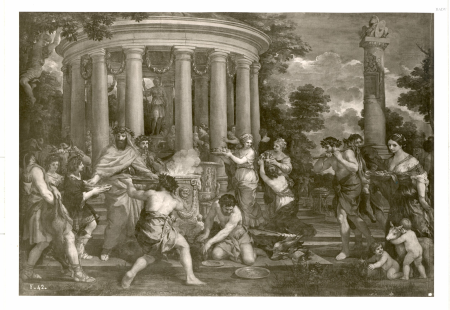Ancient sacrificial festival in front of a round temple, Pietro da Cortona, circa 1621
